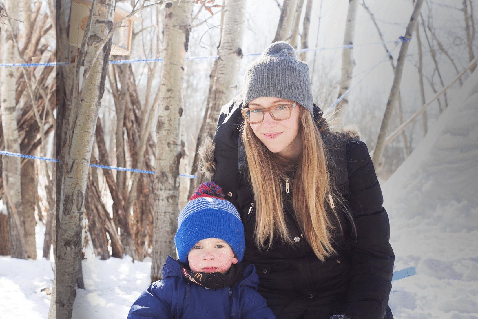 Lauren MacDiarmid and her son smiling together