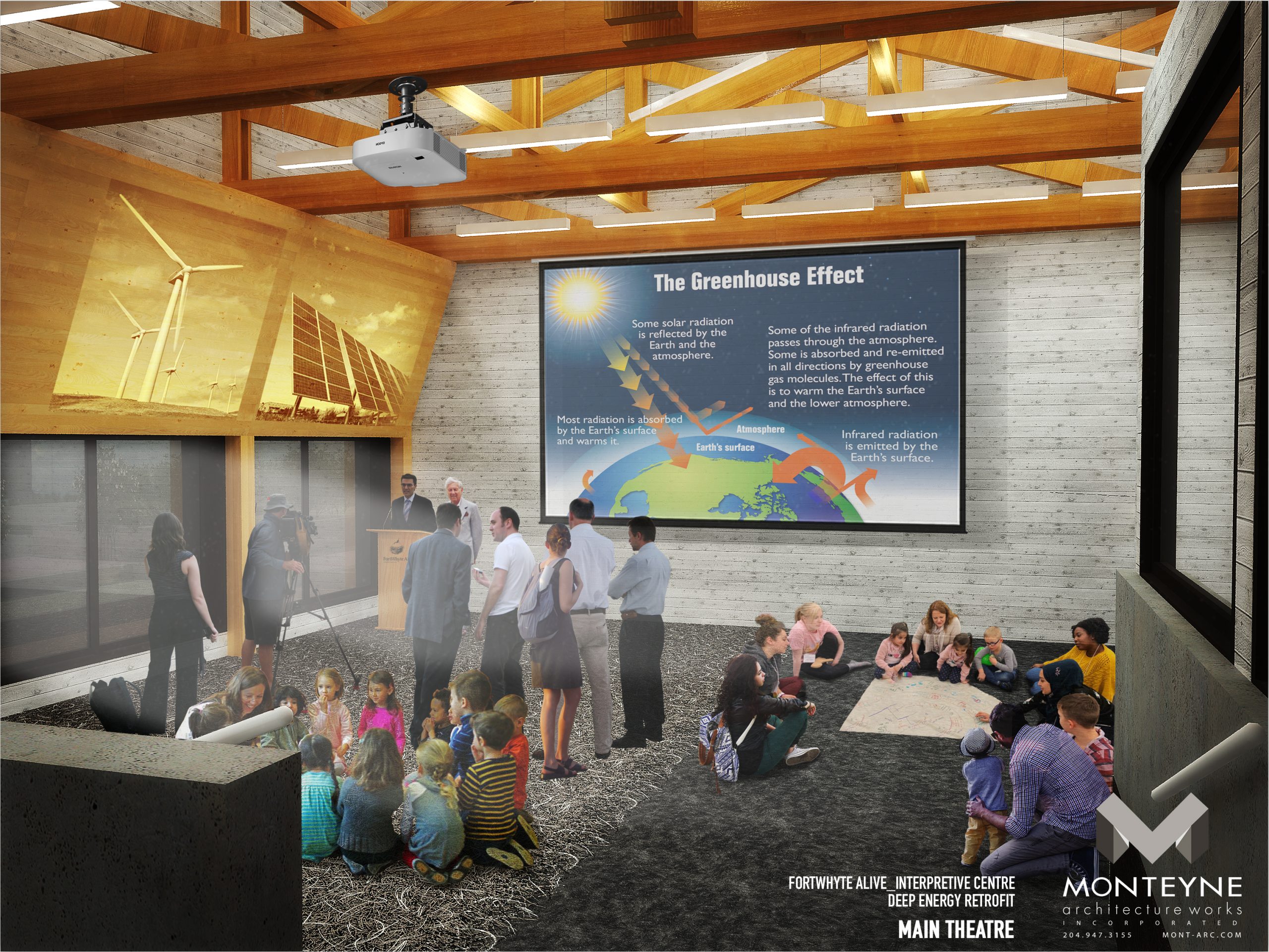 Rendering of interior of Interpretive Centre