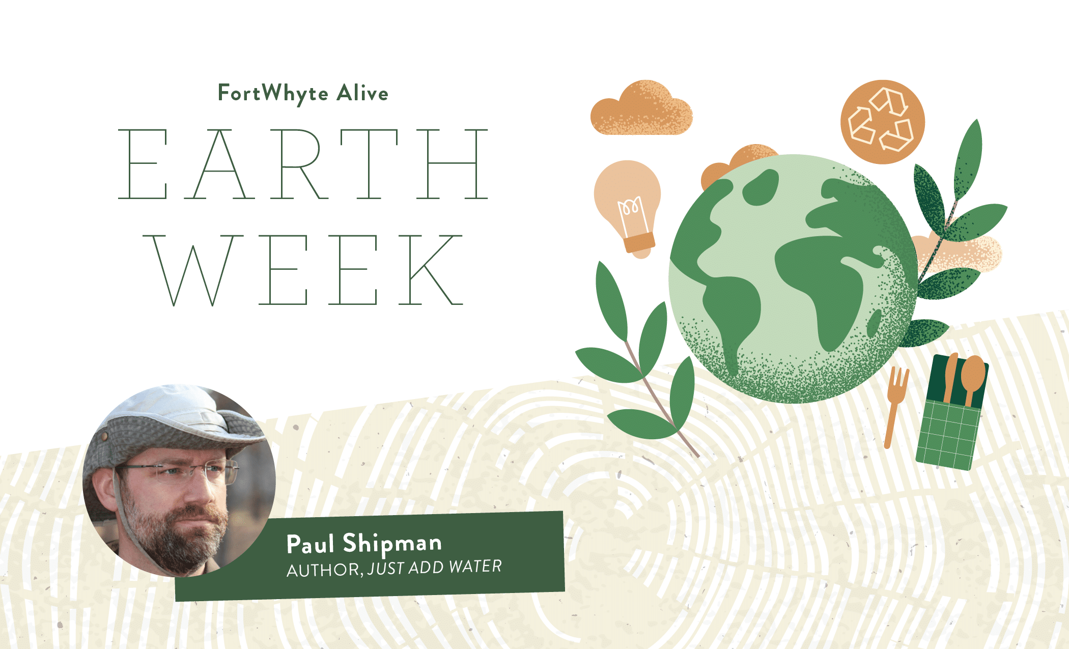 Graphic that says Earth Week with a headshot of the presenter.