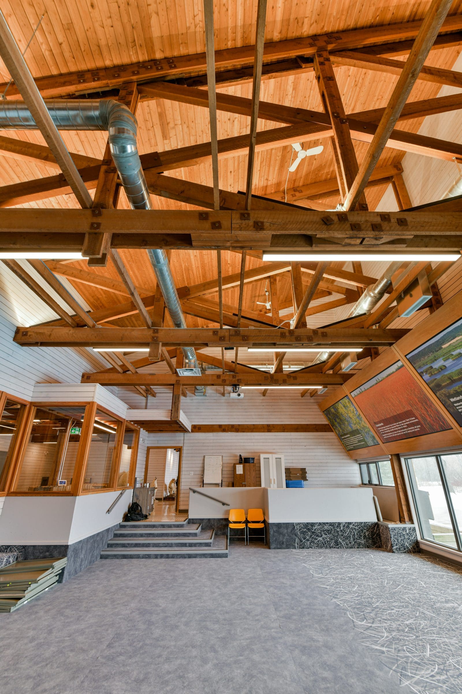 The empty Main Theatre at the Richardson Interpretive Centre.